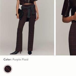 The Poppy Full Length Plaid by Maeve Women's Purple Plaid Pants Medium NWT